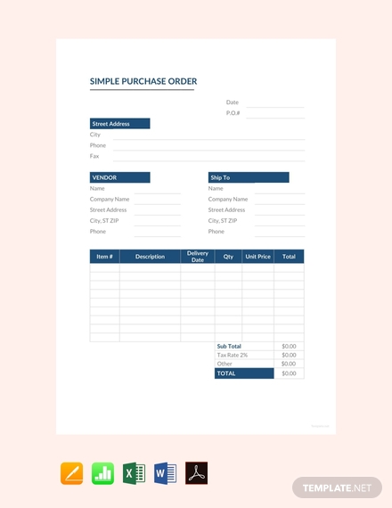 Purchase Order Template Google Sheets