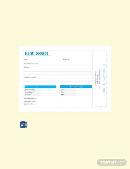simple rent receipt template