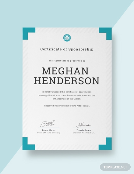 sponsorship appreciation certificate