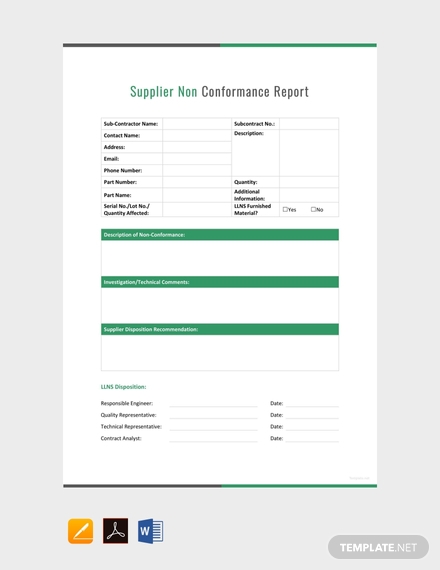 supplier non conformance report