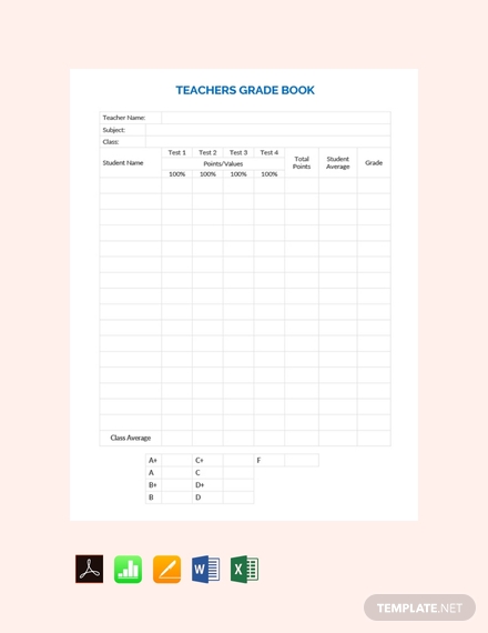 teacher grade sheet template