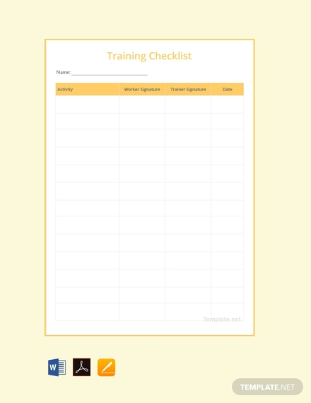 training checklist template