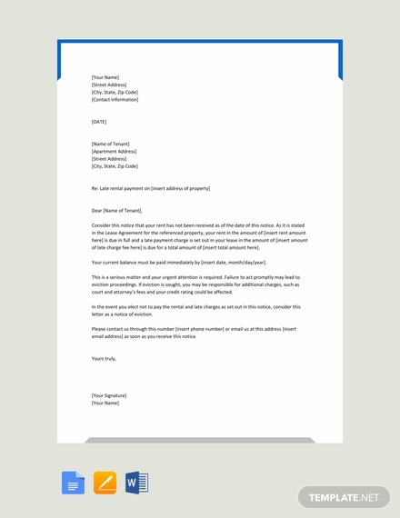 Warning Letter to Tenant for Late Payment