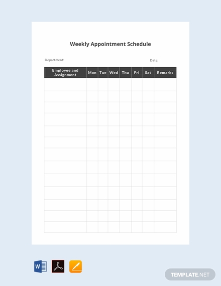 weekly appointment schedule