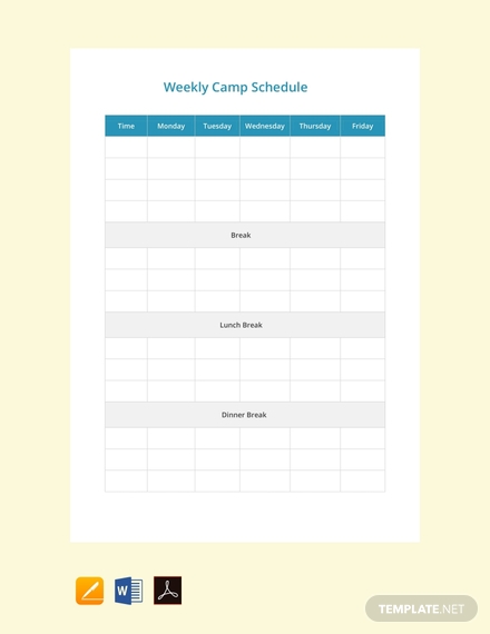 weekly camp schedule