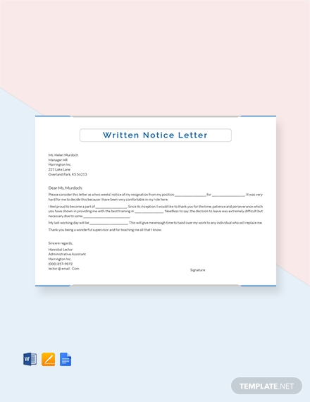 written notice letter