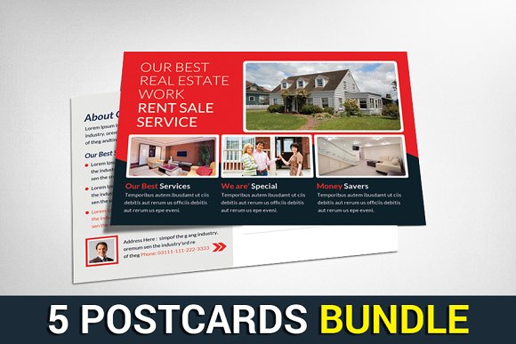 5 real estate postcard bundle