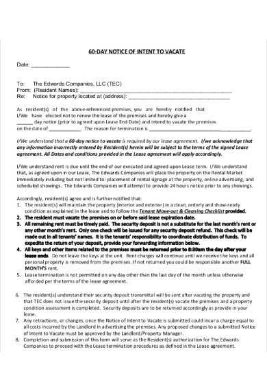 60 day notice of intent to vacate form