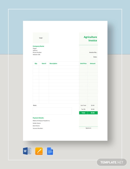 agriculture invoice template