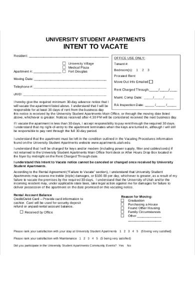 apartment notice to vacate form