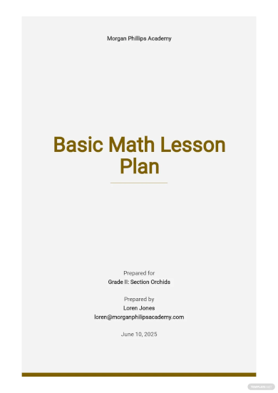 Basic Math Lesson Plan Template