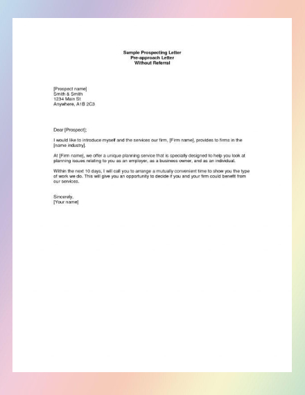 Commercial Real Estate Planning Prospecting Letter