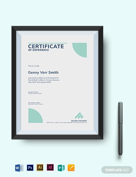 company experience certificate template