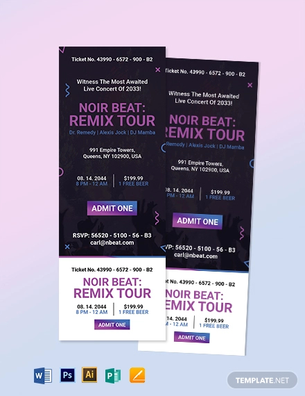 concert ticket invitation template