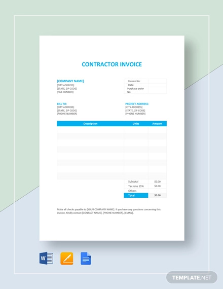 Free 13 Contractor Invoice Examples Samples In Google Docs Google Sheets Excel Doc Numbers Pages Pdf Examples