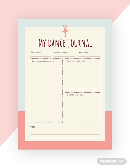 Dance Journal Notebook M 1X 1