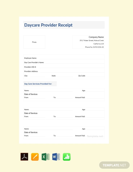 daycare provider receipt
