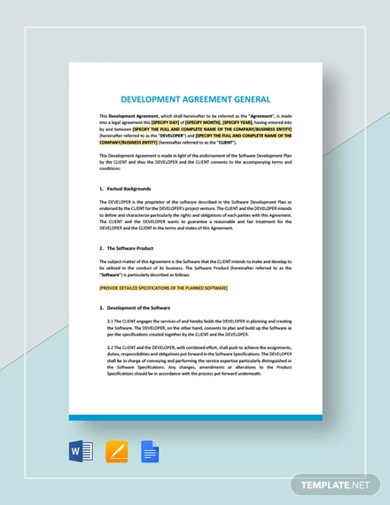 real estate development agreement template