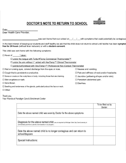 doctors note to return to school1