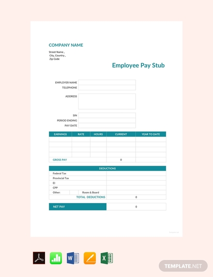 employee pay stub sheet