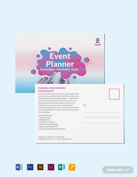 event planner post card template
