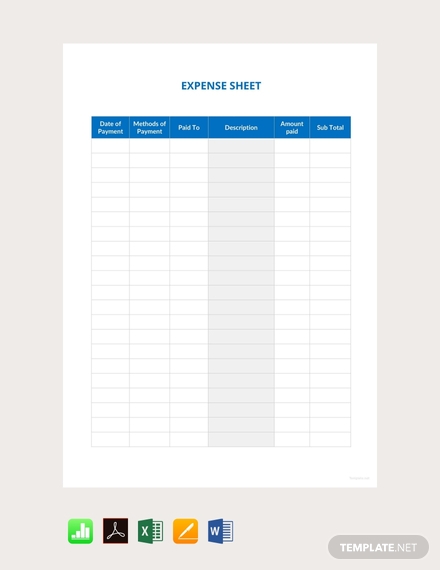 expense sheet template
