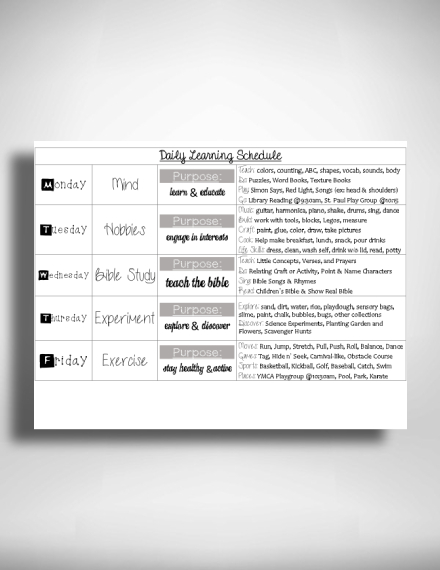 Family Daily Learning Schedule
