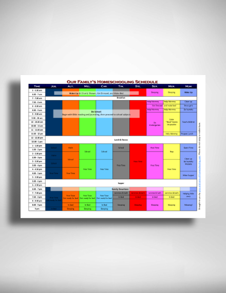 Family Home Schooling Schedule