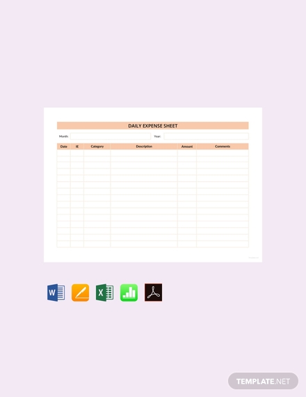 free daily expense sheet template