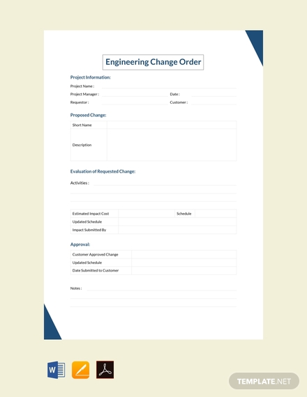 free engineering change order template