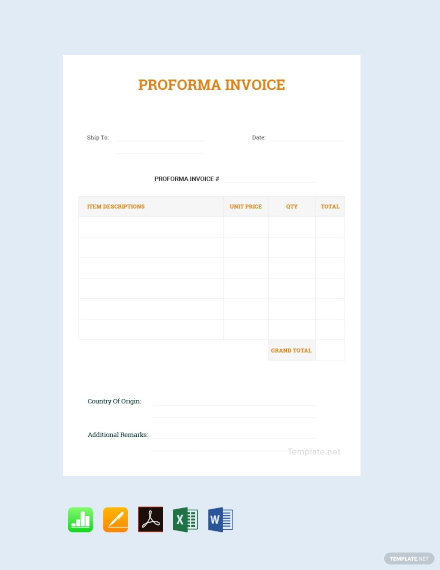 free simple proforma invoice template