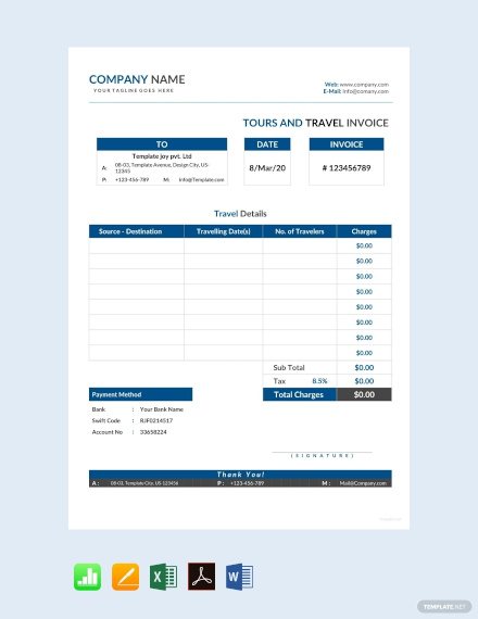 free travel invoice template