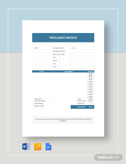 Free 7 Freelance Invoice Examples Samples In Google Docs