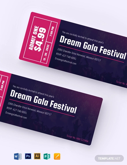 gala festival event ticket template