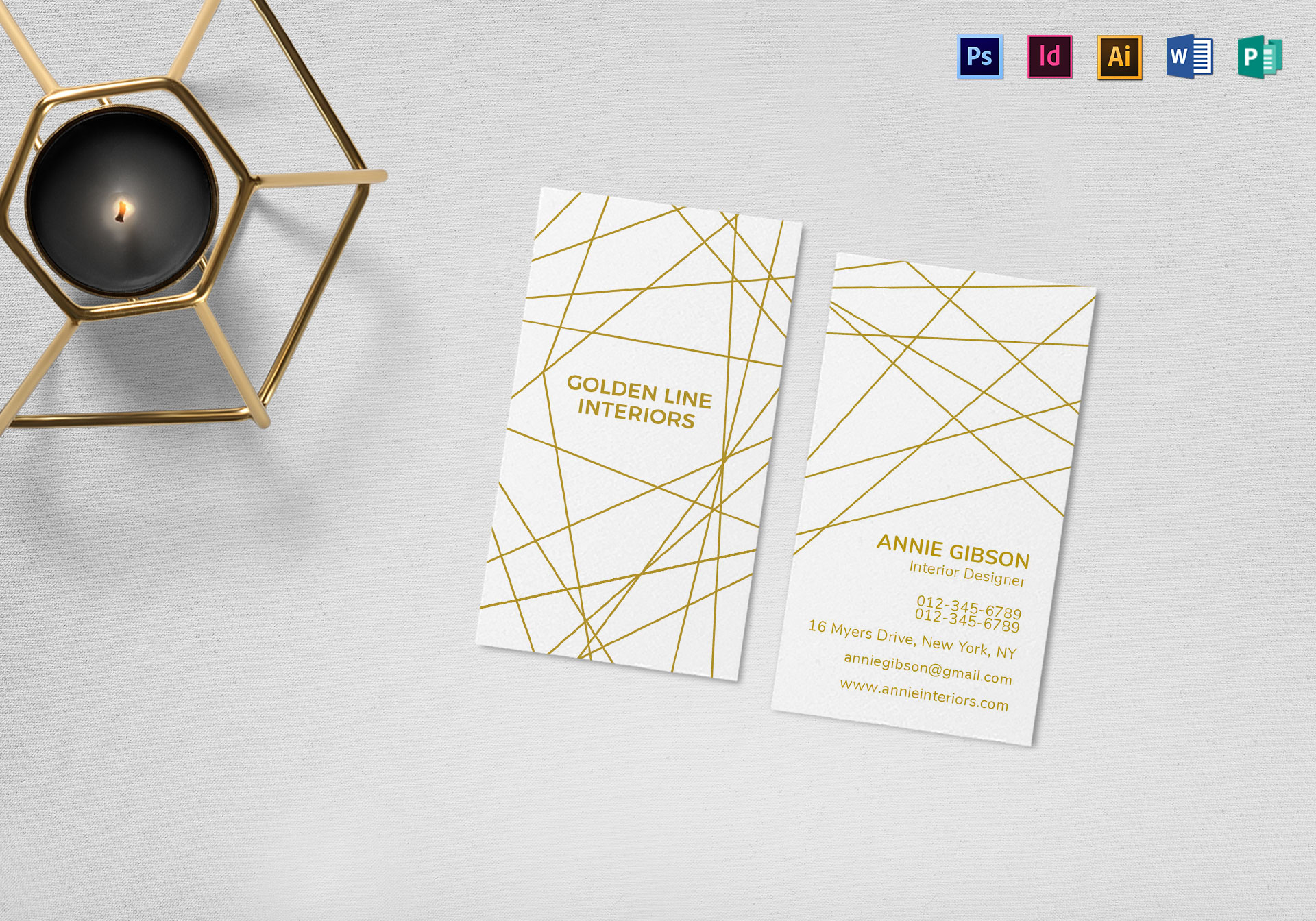 gold and white business card template