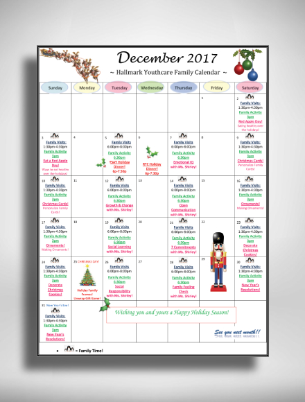 hallmark youthcare family calendar