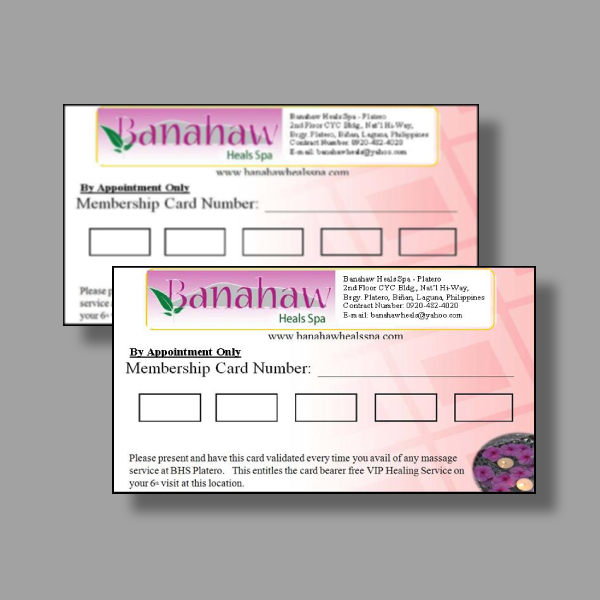 healing spa appointment card