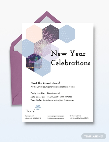 Hostel New Years Celebration Invitation