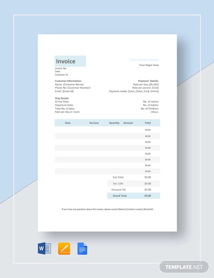 Hotel Invoice Template