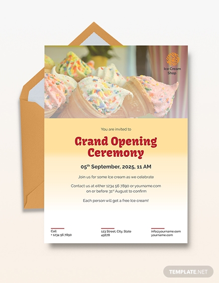 Ice Cream Shop Grand Opening Invitation