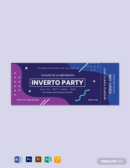 inverto party event ticket template