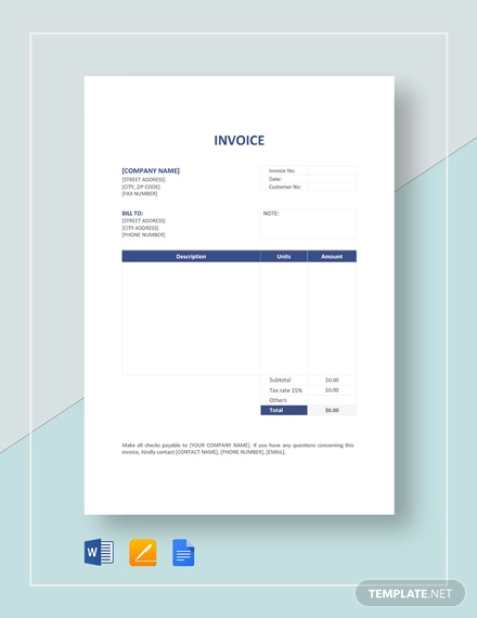 invoice samples in word