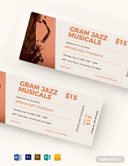 jazz event ticket template