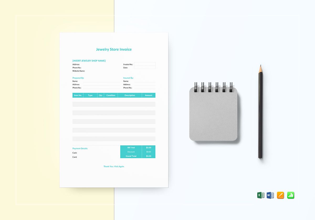 jewelry store invoice template