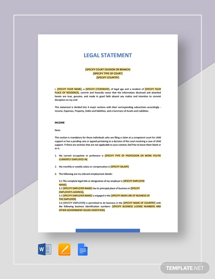 Legal Statement Template