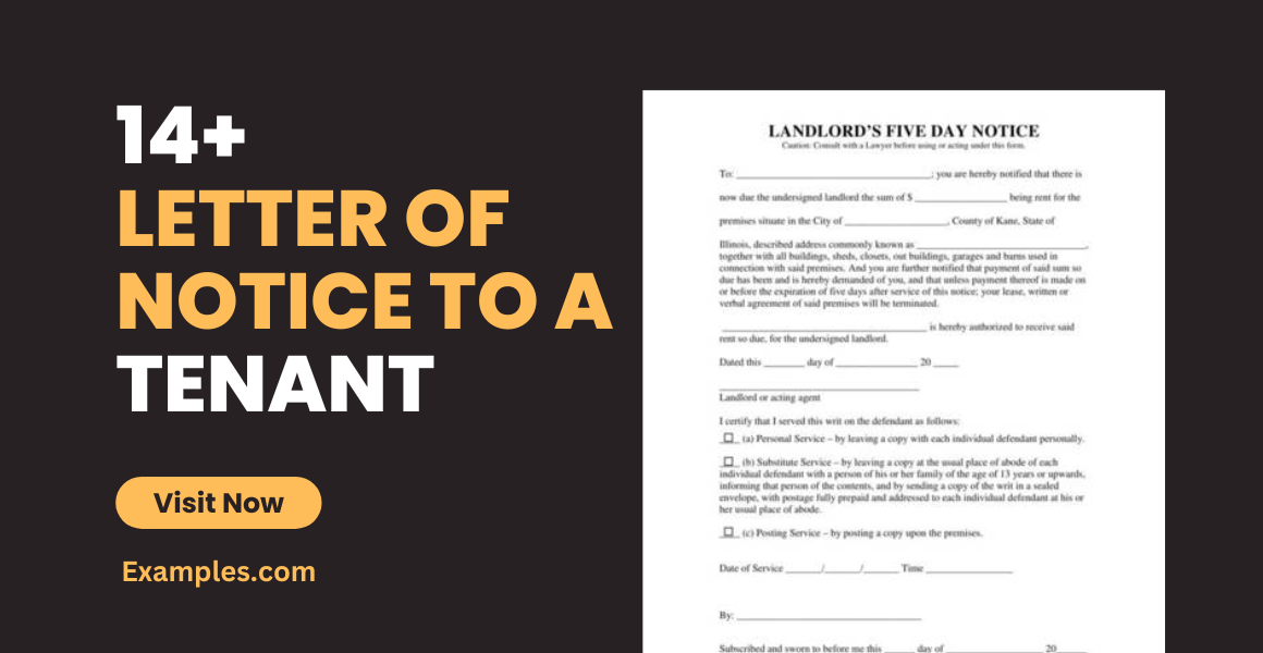 Letter of Notice to a Tenant