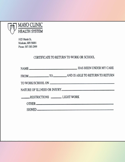 Sample Return To Work Letter From Doctor Employer Onvacationswall