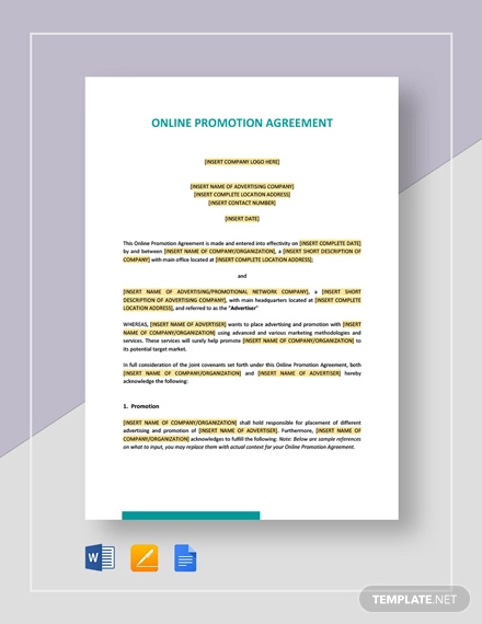 Online Promotion Agreement Template