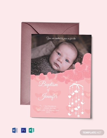 printable christening baptism invitation card