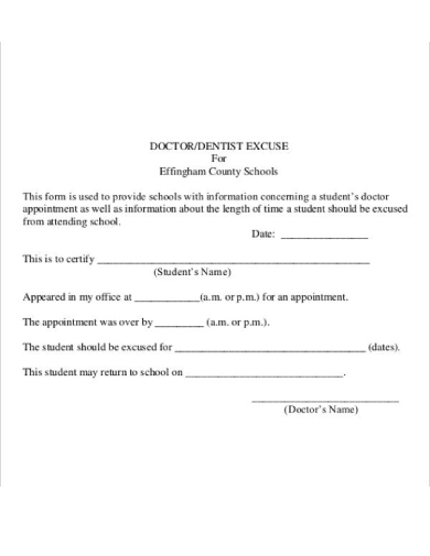 Printable Doctor Excuse Note